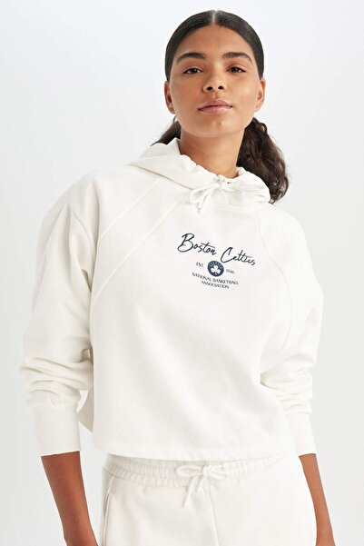 DeFacto NBA Boston Celtics Kapüşonlu Kalın Sweatshirt C8098AX24AU