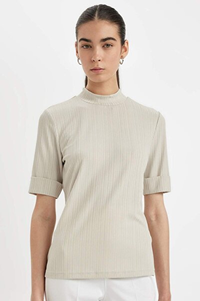 DeFacto Polu-rolka pametna rebrasta majica bez rukava, osnovna jednobojna maj...