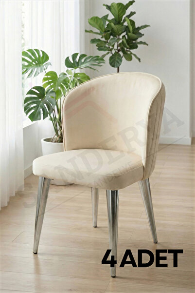 SANDERYA Flow Serisi Krem 4 Adet Modern Yemek Masası Sandalyesi | Mutfak & Sa...