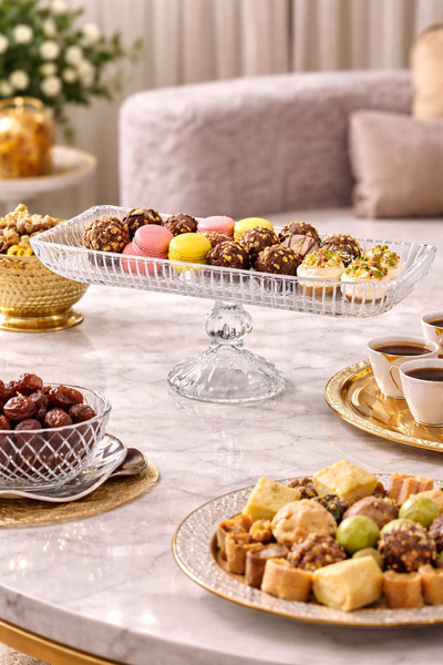 delı glassware ✨ Luxurious glass serving dish with a high base – Length 37.5 ...