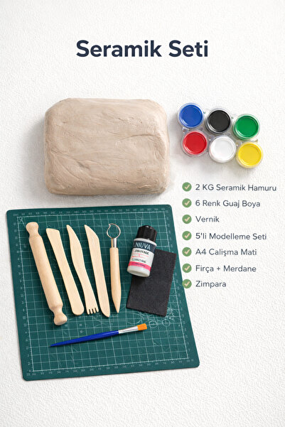 DSH Doğal Seramik Hamuru Seramik Hamuru Başlangıç Seti 9 -guaj Boya, Ebeşuar,...