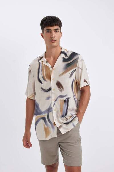 DeFacto Πουκάμισο με κοντό μανίκι και γιακά πόλο σε χαλαρή γραμμή D4198AX24SM