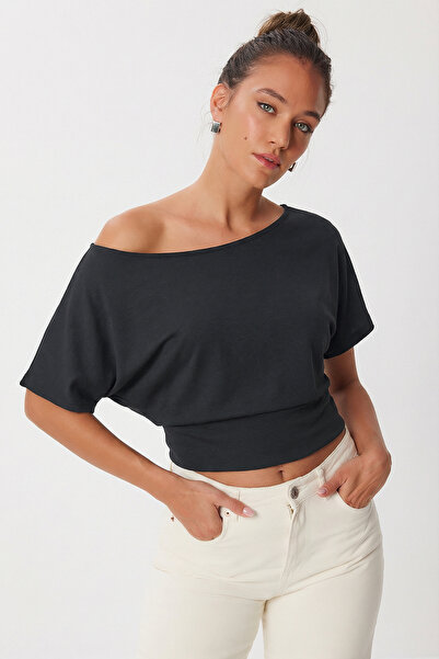 Lovelyİstanbul Open Shoulder Modal Blouse Lby0048 Anthracite