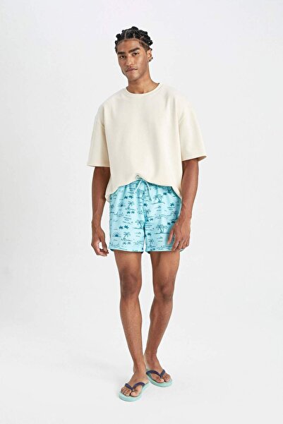 DeFacto Pantaloni scurți de baie din plasă cu model de lungime scurtă - căptu...