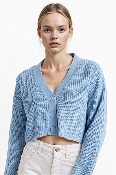 DeFacto Плетено жилетка с V-образно деколте, стандартна кройка и копчета U205...