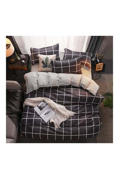 Saharaz 4-Piece Geometric Design Bedding Set Cotton Multicolour Duvet Cover w...