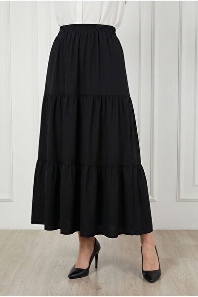 MİHRA STORE Ezgi Gypsy Skirt-Ma8411 Black