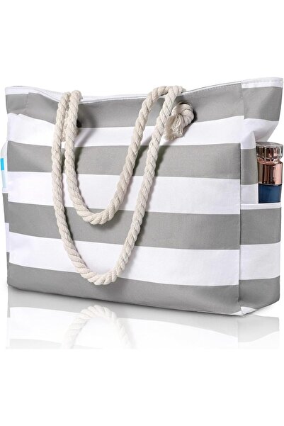 Saharaz Large Waterproof Beach Tote Bag with Zipper for Women, Sandproof Swim...