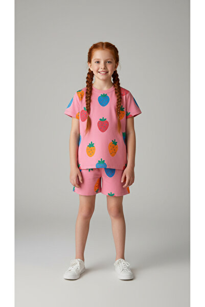 Booni Jooni Colorful Strawberry Detailed Shorts Suit