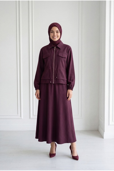 MİHRA STORE Σετ με τονισμένη μέση, τσέπες και φούστα με φερμουάρ - MF596 Δαμα...