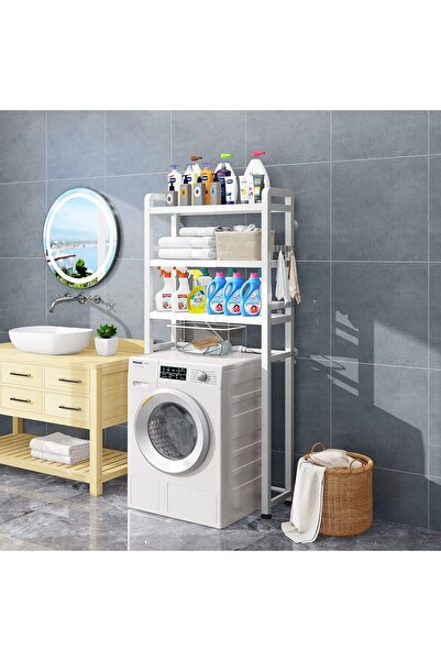 Arabest منظم حمام قابل للتعديل بثلاثة مستويات، رف تخزين معدني للمرحاض والغسال...