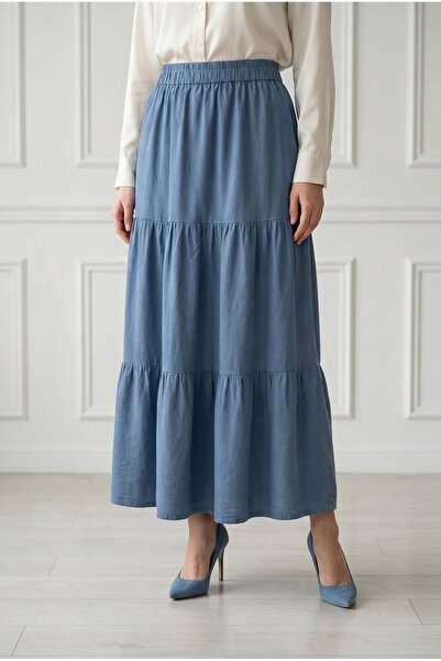 MİHRA STORE Ezgi Çingene Etek-MA8411 İndigo