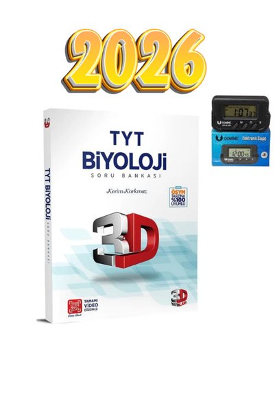 3D Yayınları 3D TYT BİYOLOJİ SORU BANKASI GÜNCEL BASKI KRONOMETRE HEDİYELİ 2026