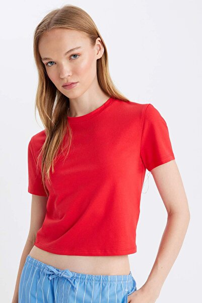 DeFacto Fitted Crew Neck Basic Plain Short Sleeve T-Shirt Z8790Az24Au