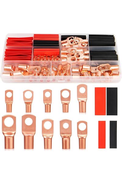 Saharaz مجموعة من 150 قطعة من أطراف كابلات البطارية مع غلاف عازل حراري، وموصل...