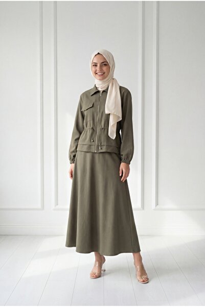 MİHRA STORE Eser Beli Σετ με τούνελ, τσέπες και φούστα με φερμουάρ - MF596 Χακί