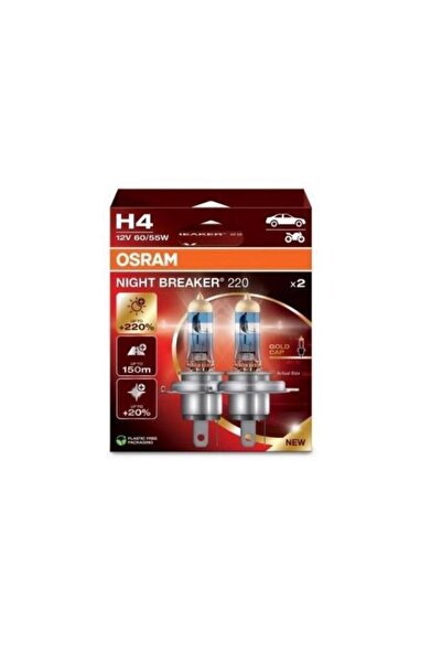Osram H4 Night Breaker 220 12v %220 Fazla Işık (1 TAKIM-2 AD.) Oto Ampul Seti...