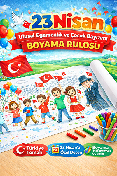 Haydi Dekor 23 Nisan Ulusal Egemenlik ve Çocuk Bayramı Boyama Rulosu