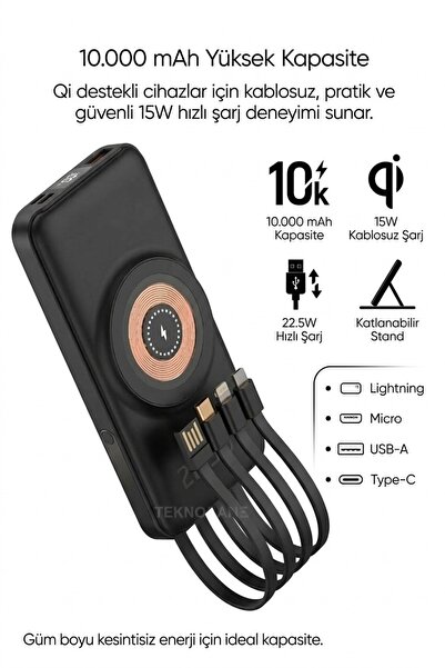 TEKNOHANE 10000 Mah Powerbank Taşınabilir Şarj Iphone Şarj 10 Bin Mah Powerbank