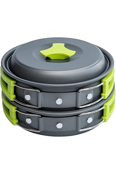 Arabest طقم أواني طهي للتخييم مكون من 10 قطع، طقم أواني طهي من الألومنيوم مع ...