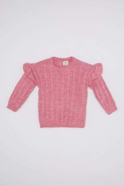DeFacto Crew Neck Knitwear Pink Sweater Baby Girl C8314A524Wn