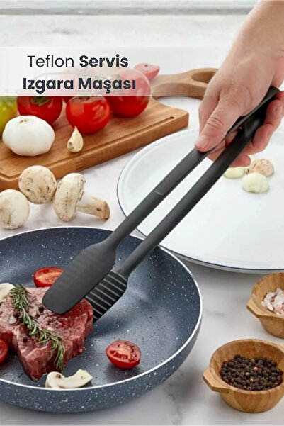 Orvila Yanmaz Yapışmaz Yüksek Isıya Dayanıklı Teflon Servis ve Izgara Maşası