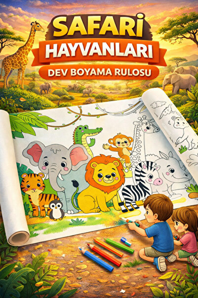 Haydi Dekor 🦒🦁🐘 Safari Hayvanlarını Boyuyorum – Dev Boyama Rulosu