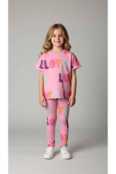 2Baby2mom Pink Love Printed Leggings Set