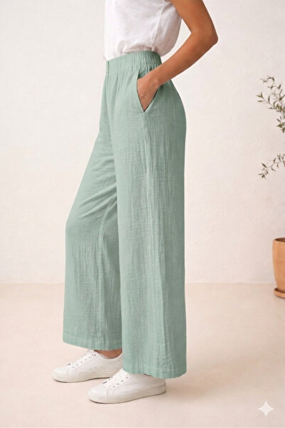 estewoman 100% pamučne muslinske pantalone sa detaljima na džepovima