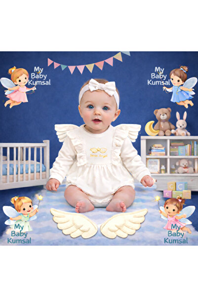 cayzen رومبير بناتي مطرز بتصميم ملاك مع أجنحة ملاك 1123