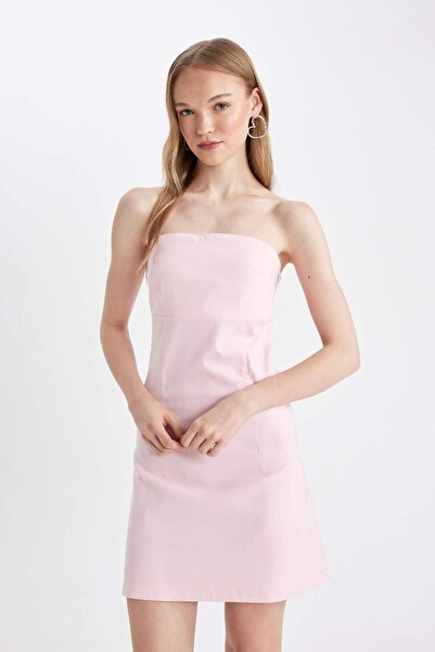 DeFacto Στράπλες Μίνι Βεγγαλικό Φόρεμα - D4193AX24HS