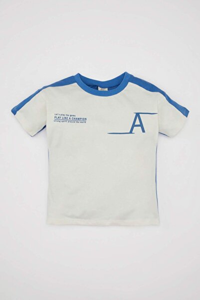 DeFacto Bedrucktes Kurzarm-T-Shirt mit Rundhalsausschnitt für Babys (Jungen) ...