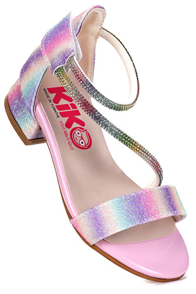 KARAMAZI Yada Kum Sandale cu glitter pentru fetițe, toc de 2 cm, pantofi de o...