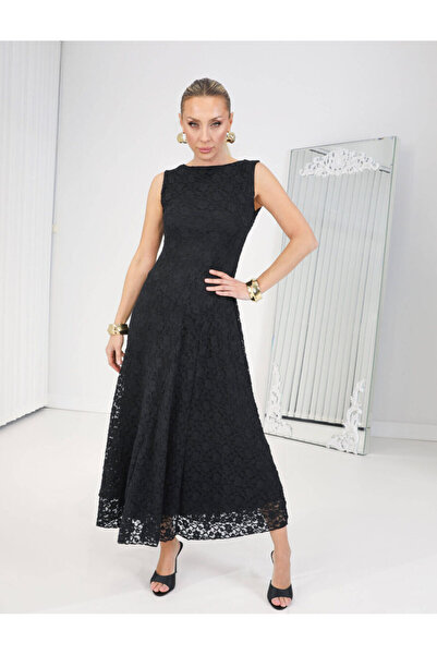 QİMYA BUTİK BUKETLİ Rochie de damă cu decolteu în formă de O, fără mâneci, lu...