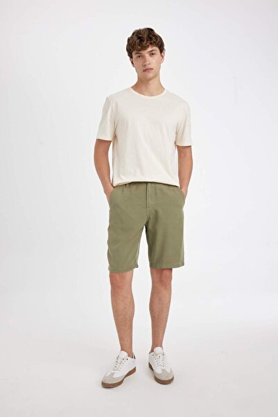 DeFacto Regular Fit Straight Leg Tencel Bermuda Shorts C7800Ax24Sm