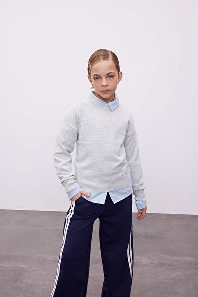 DeFacto سترة تريكو قياسية بياقة دائرية للفتيات C6902A824AU