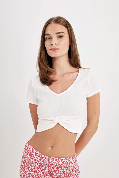 DeFacto Μπλουζάκι με κοντό μανίκι σε λεπτή λαιμόκοψη - D2911AX24SM