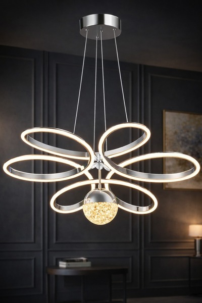 İstanbul Avize Papatya Gümüş 3 Renk Ledli Modern Led Salon Mutfak Oda Hol Avize