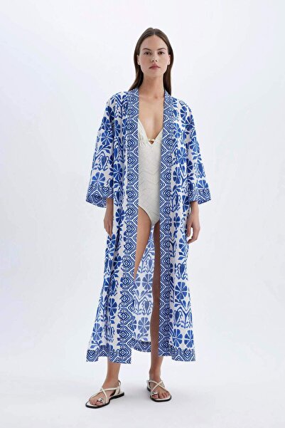 DeFacto Влюбете се в памучна плажна рокля с етнически мотиви D0456AX24SM