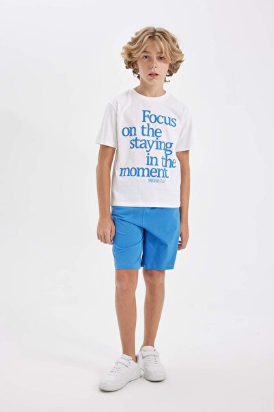 DeFacto 2Li Set Printed Short Sleeve T-Shirt Shorts Boys C9855A824Hs