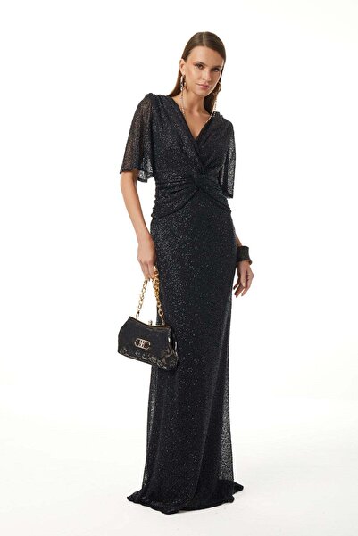 EXPLOSION Payet Düğüm Detaylı Büzgülü Maxi Boy Elbise