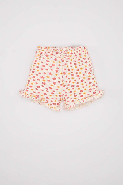 DeFacto Kız Bebek Çiçekli Waffle Şort D4351A524SM