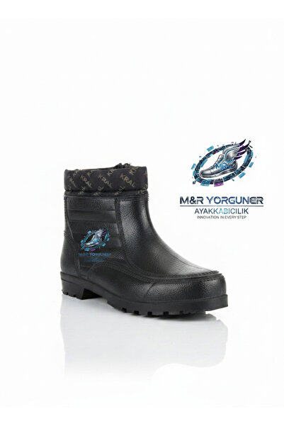 KRAL PLASTİK Men's Rubber Snow Boots with Wool Inside and Zipper 36-44