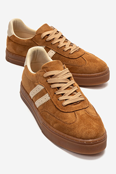 Lizy Shoes Pantofi sport de damă cu detalii din piele intoarsa, culoare bronzata