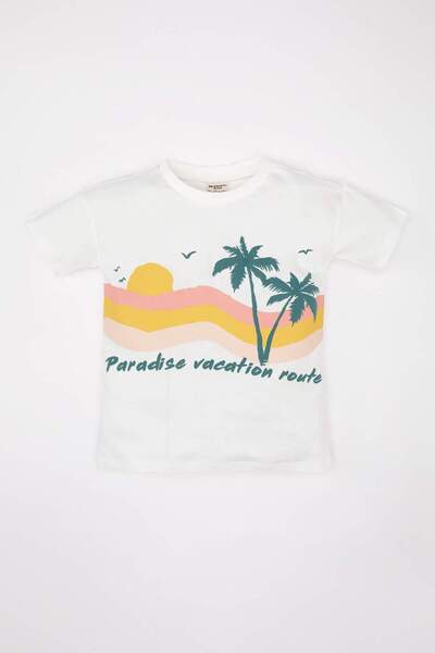 DeFacto Μπλουζάκι με στάμπα με λαιμόκοψη ποδηλάτου και κοντά μανίκια για αγορ...