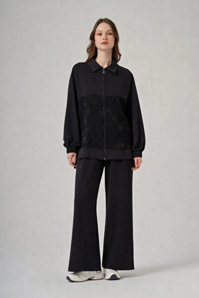 Nuss Pattern Detail Trouser Suit - 1048 Black