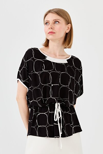 Desen Triko Γυναικείο T-shirt με λαιμόκοψη σε σχήμα Ο, δίχρωμο, χτενισμένο βα...