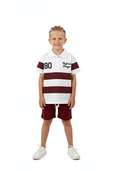 Booni Jooni Striped Polo Neck Shorts Suit