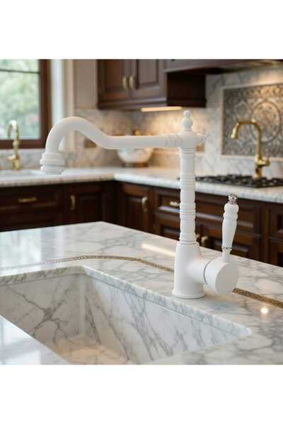 HMS Rustic Aesthetic Kitchen Sink Faucet White