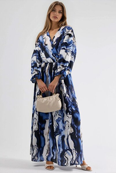 Hiccup Rochie maxi cu crăpături abstracte și decolteu în V MSN